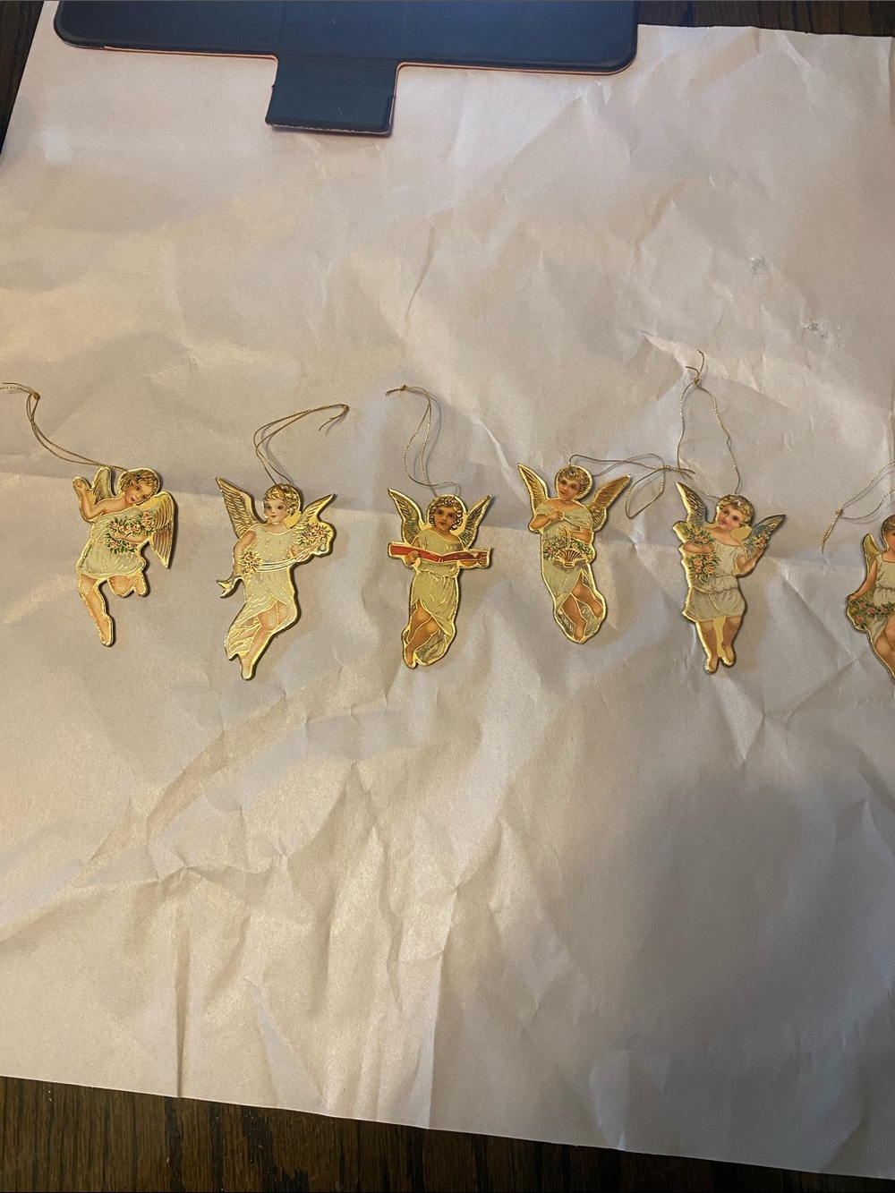 Vintage-Style Gold Angel Holiday Ornaments - Set of 6